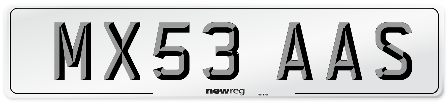 MX53 AAS Number Plate from New Reg